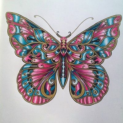mandala de mariposa coloreada rosa