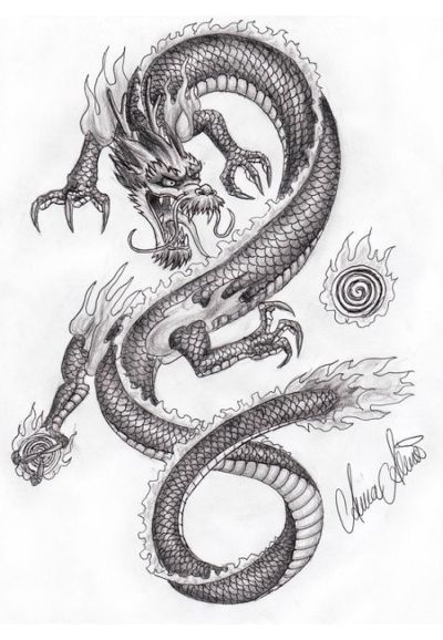 dibujo de dragon a lapiz